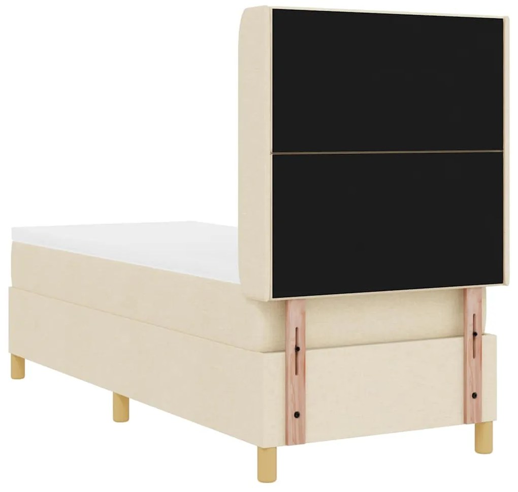 Cama com Estrado e Colchão Creme 80 x 200 cm em Tecido