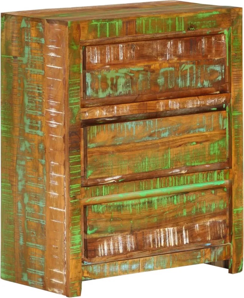 vidaXL Armário gavetas 60x33x75 cm madeira recuperada maciça multicor
