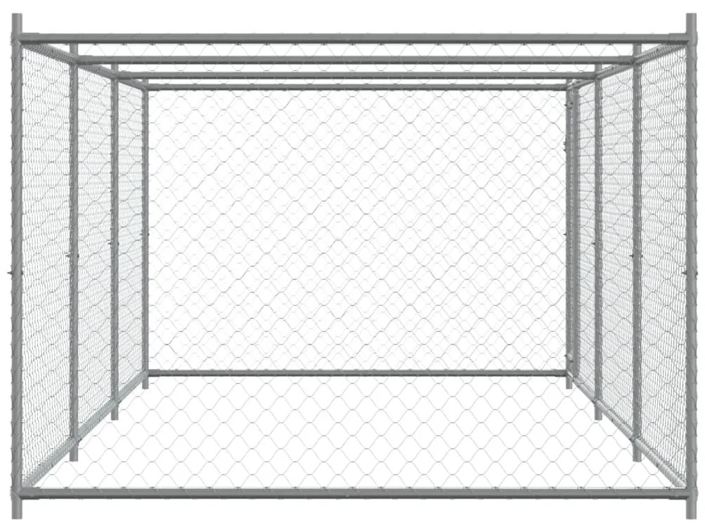 Jaula para cão com porta 6x2x1,5 m aço galvanizado cinzento