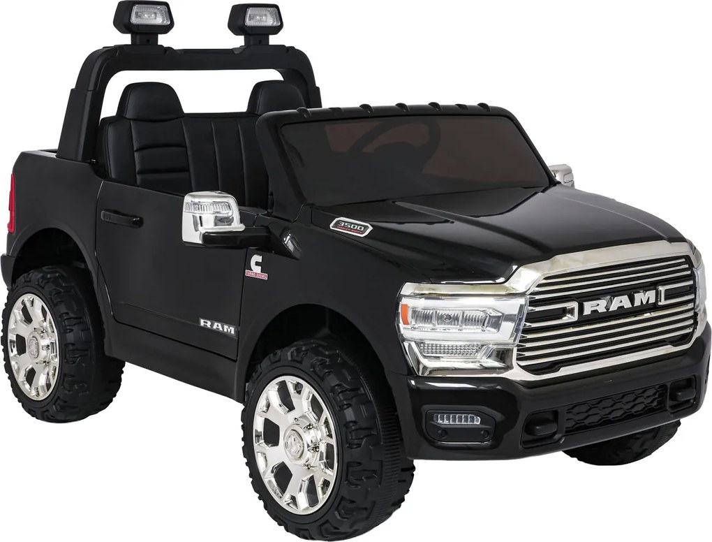 Jipe elétrico para Crianças 24V RAM 3500 Rodas de espuma EVA, assento Couro ecológico Preto