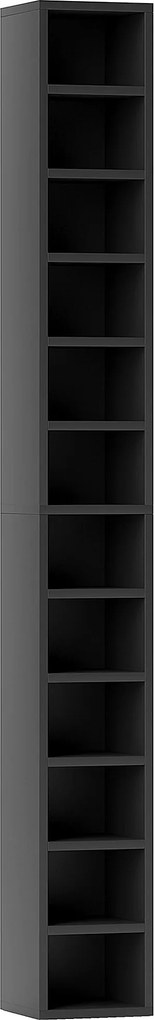 HOMCOM Armazenamento para CD e DVD com 12 Compartimentos Capacidade Máx. 204 CD 21x20x175 cm Preto | Aosom Portugal
