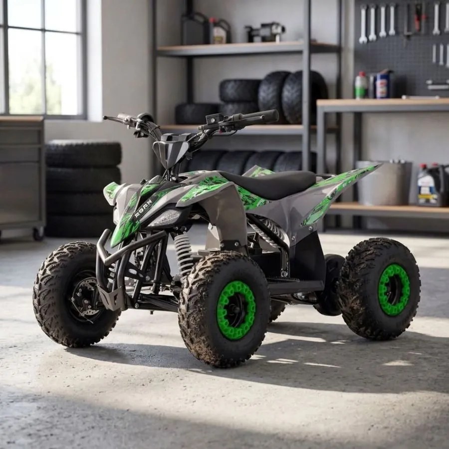 MINI MOTO 4 PARA CRIANÇAS 1000W 36V Roan RATTE C/ Marcha atrás e limitador Verde