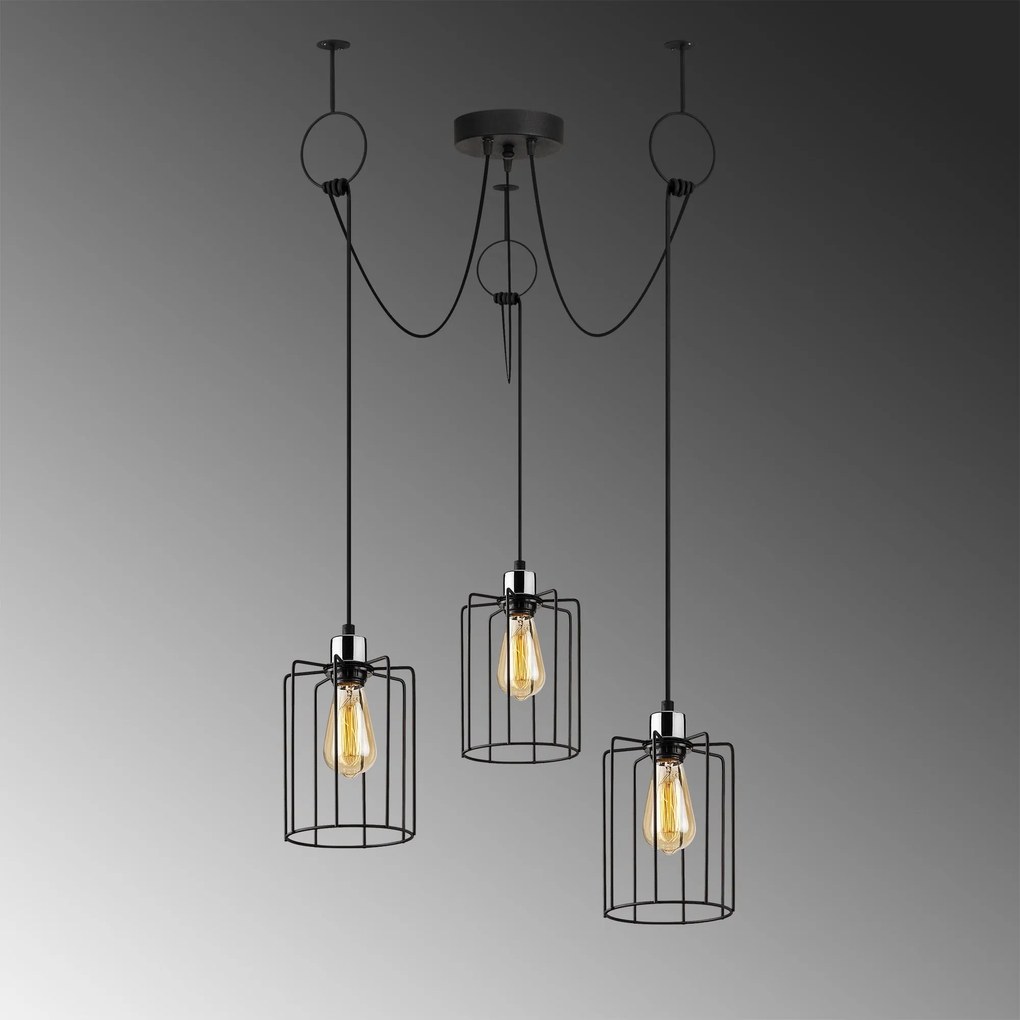 Candeeiro de Teto Tel – Preto – Diâmetro 96 cm, Altura 131 cm
