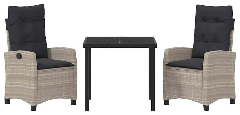 Conjunto de jantar de jardim com 3 peças e almofadas - rattan poliéste