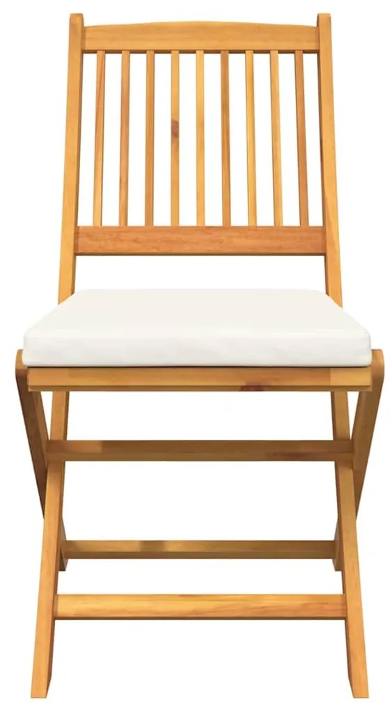 Cadeiras de Jardim Dobráveis vidaXL com Almofada Branca 6pcs em Madeir