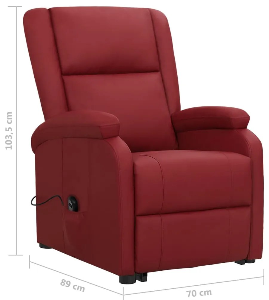 Poltrona elevatória couro artificial vermelho tinto