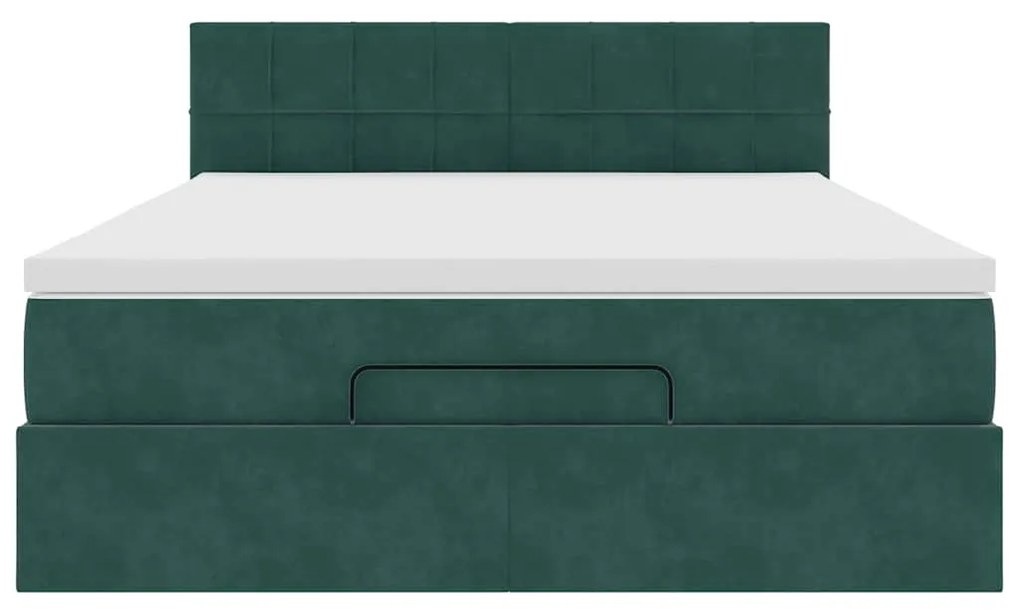 Estrutura de cama otomana com colchão 140x200 cm verde escuro