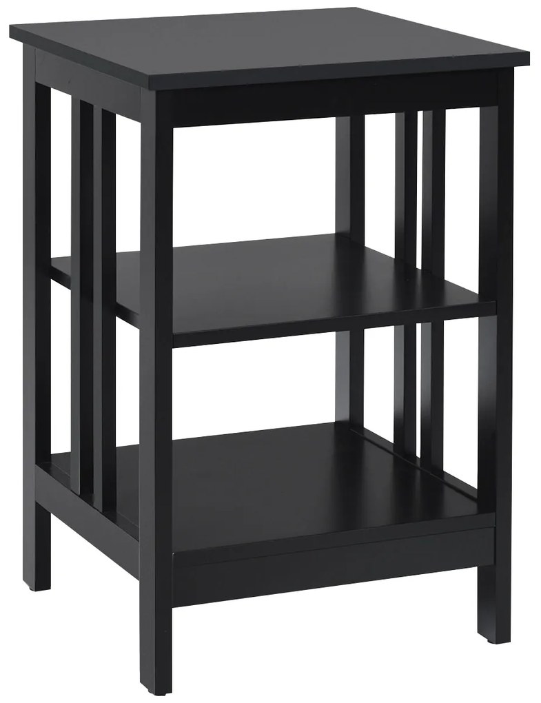 Mesinha de Cabeceira 41x41x61 cm – Preto | Mesa Auxiliar com Barras de