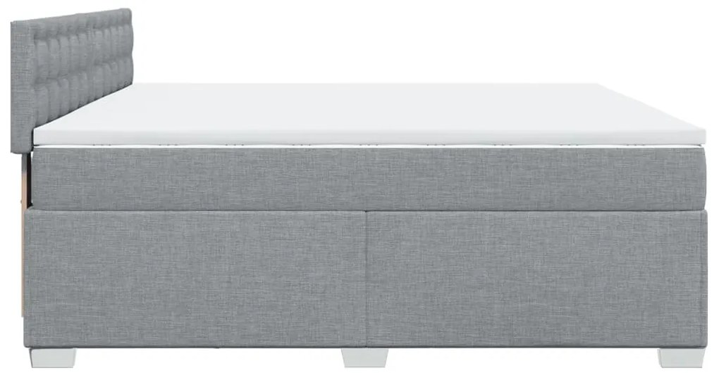Cama com molas/colchão 200x200 cm tecido cinza-claro