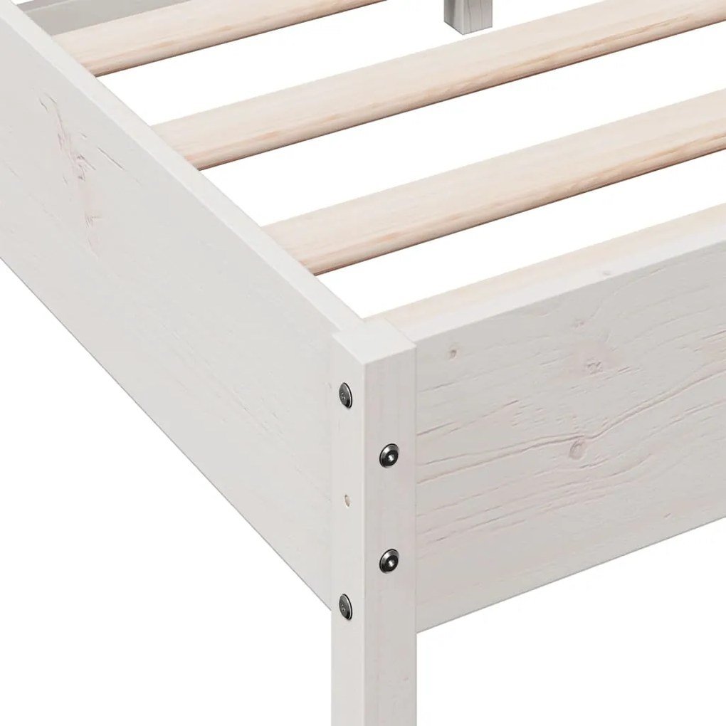 Cama sem colchão 100x200 cm madeira de pinho maciça branco