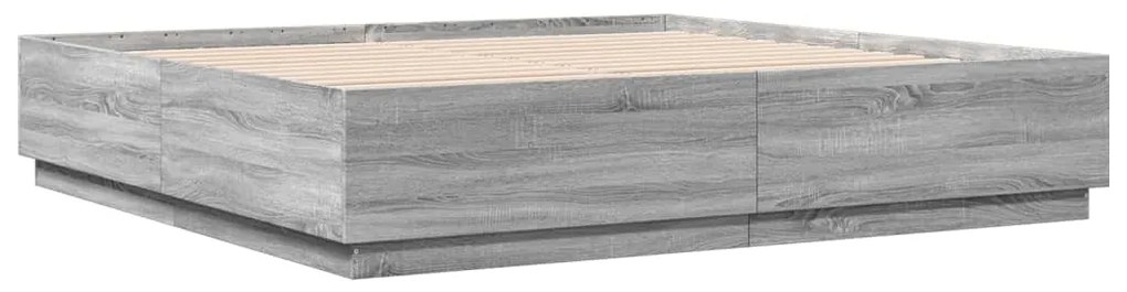 Estrutura de cama 200x200 cm derivados madeira cinzento sonoma