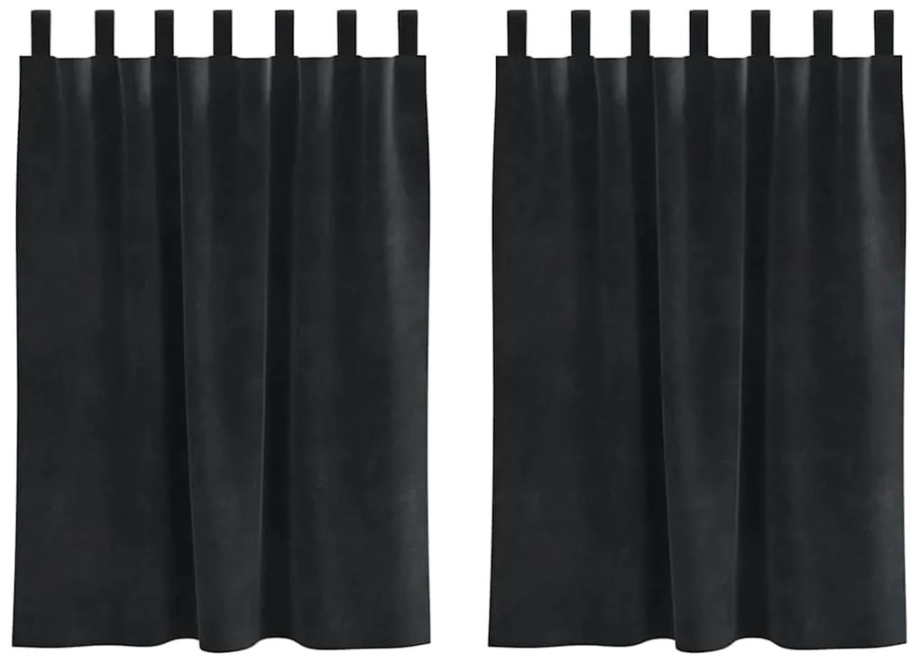 Cortinas Blackout vidaXL com Laços de Pendurar 2 pcs Veludo Preto