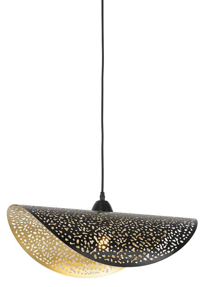 Candeeiro de suspensão oriental preto com dourado 50 cm - Japke