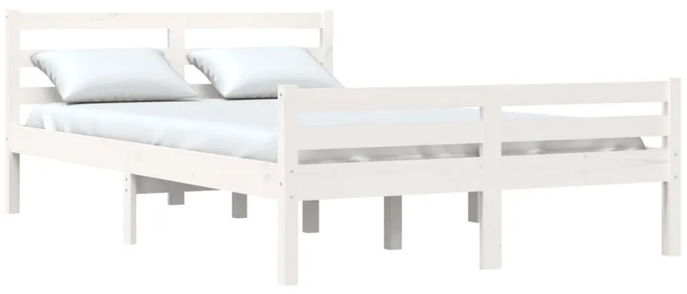 Estrutura de cama 140x200 cm madeira maciça branco