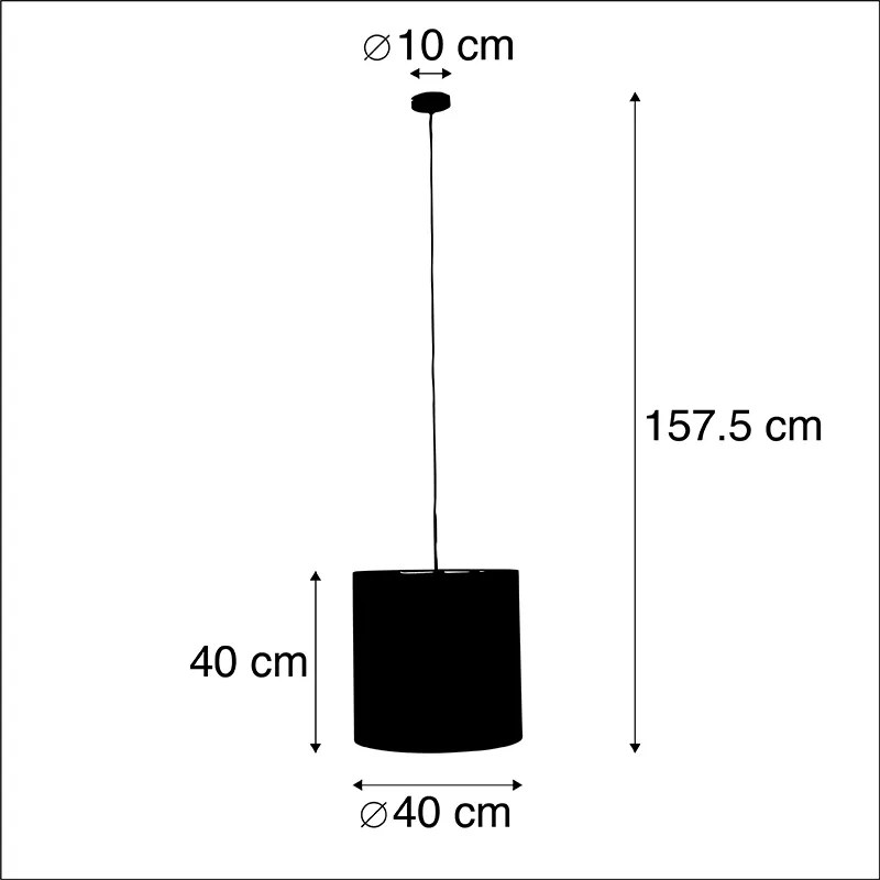 Candeeiro de suspensão com abajur de veludo rosa com dourado 40 cm - Combi Country / Rústico