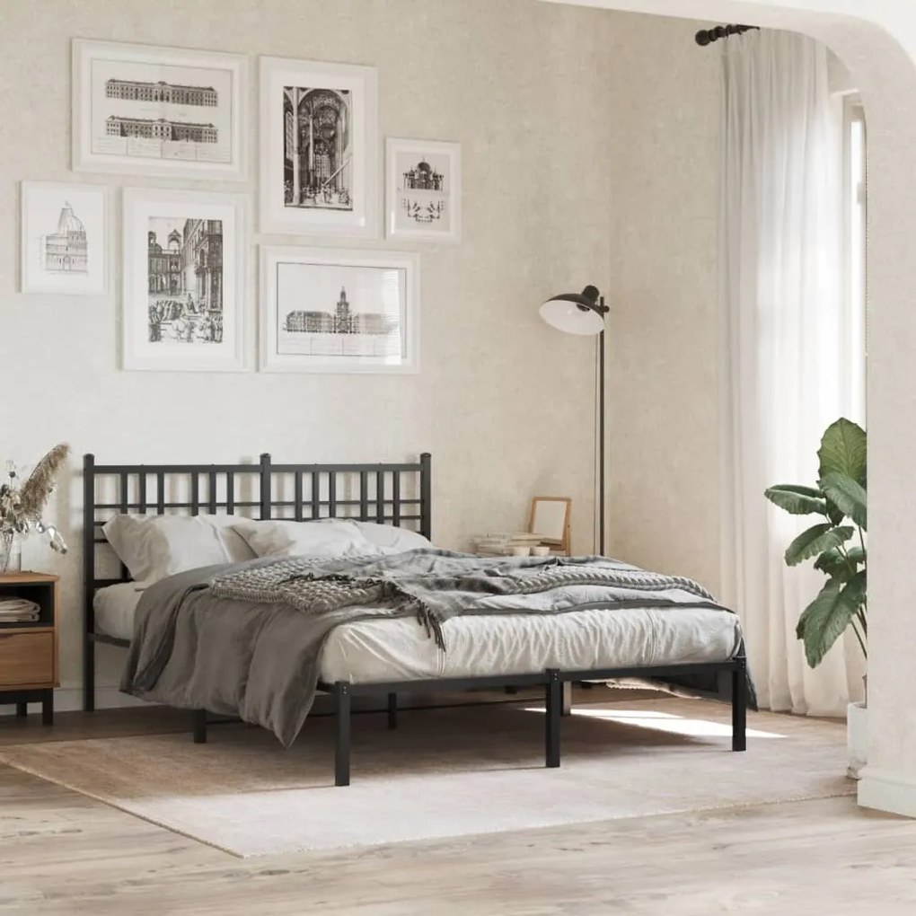 Estrutura de cama com cabeceira 140x190 cm metal preto