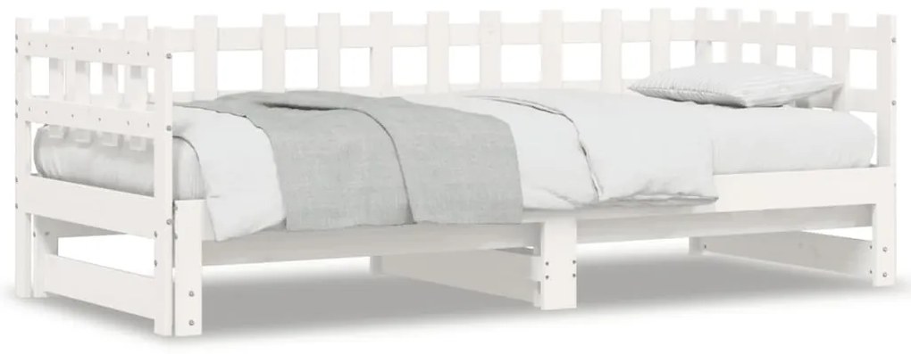 840386 vidaXL Sofá-cama de puxar 2x(80x200) cm pinho maciço branco