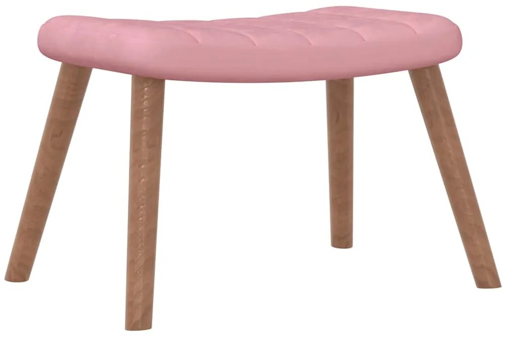 Cadeira de descanso com banco veludo rosa