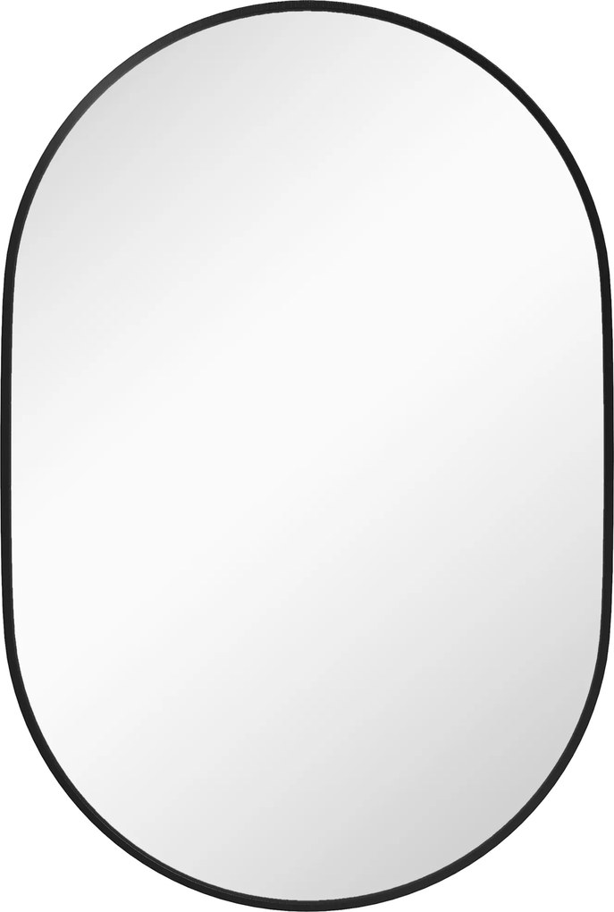 Espelho Casa de Banho Ovalado 60x90 cm Espelho Decorativo de Parede com Estrutura de Alumínio para Sala Corredor Preto
