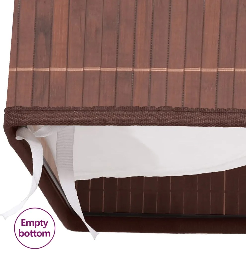 Cesto retangular para roupa suja bambu castanho