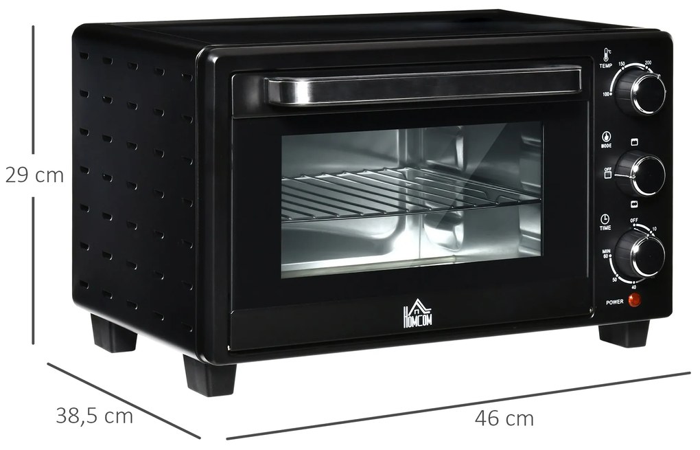 Mini Forno Elétrico 21L 1400W com Temporizador até 60min e Temperatura Ajustável até 230℃ 46x38,5x29 cm Preto