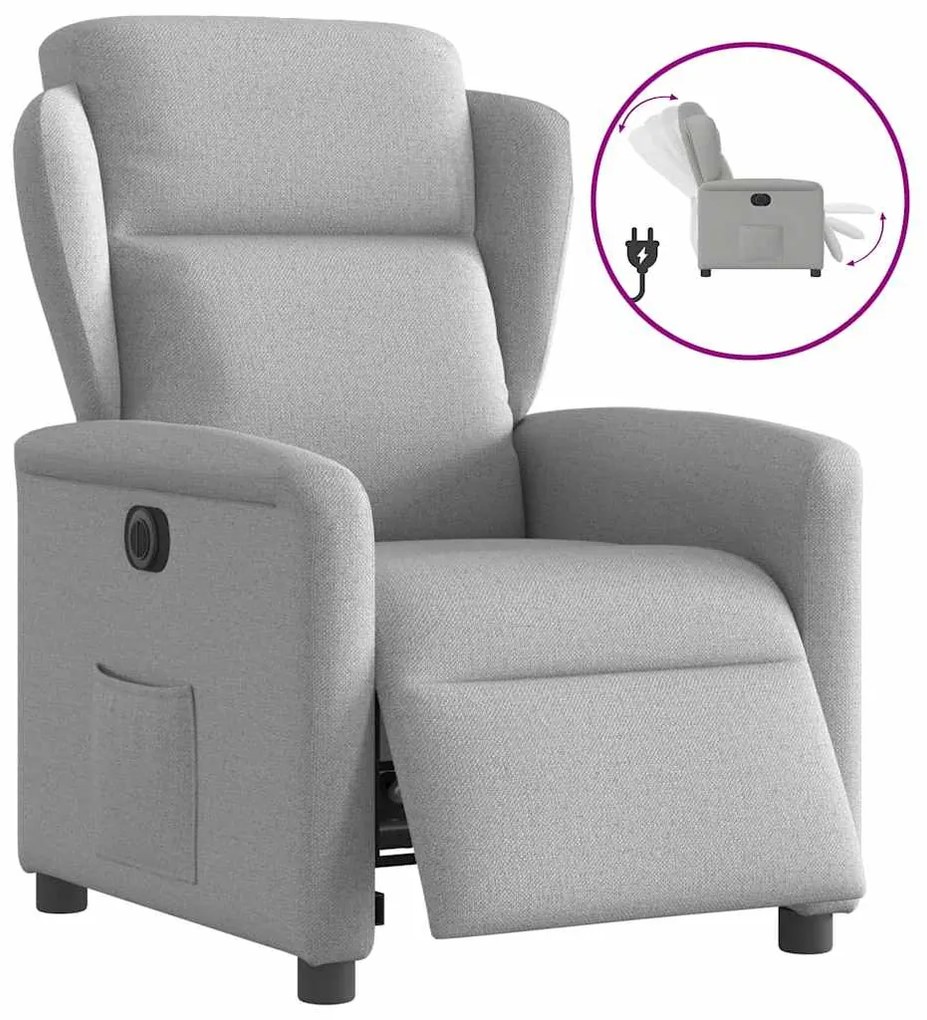 vidaXL Poltrona reclinável elétrica tecido cinzento-nublado