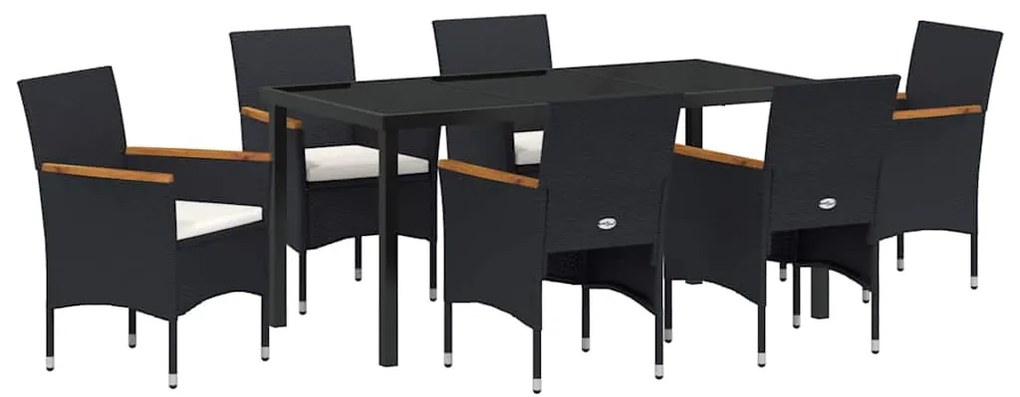 Conjunto de Jantar para Jardim de 7 Peças, Polirattan Preto