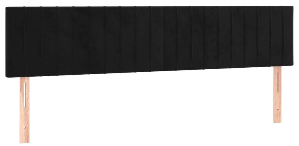 Cabeceira de cama c/ luzes LED veludo 200x5x78/88 cm preto