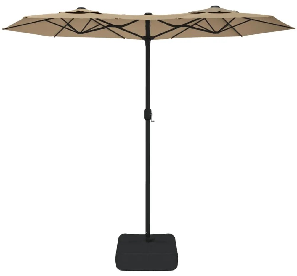 Guarda-sol jardim c/ cabeça dupla 316x145 cm cinza-acastanhado
