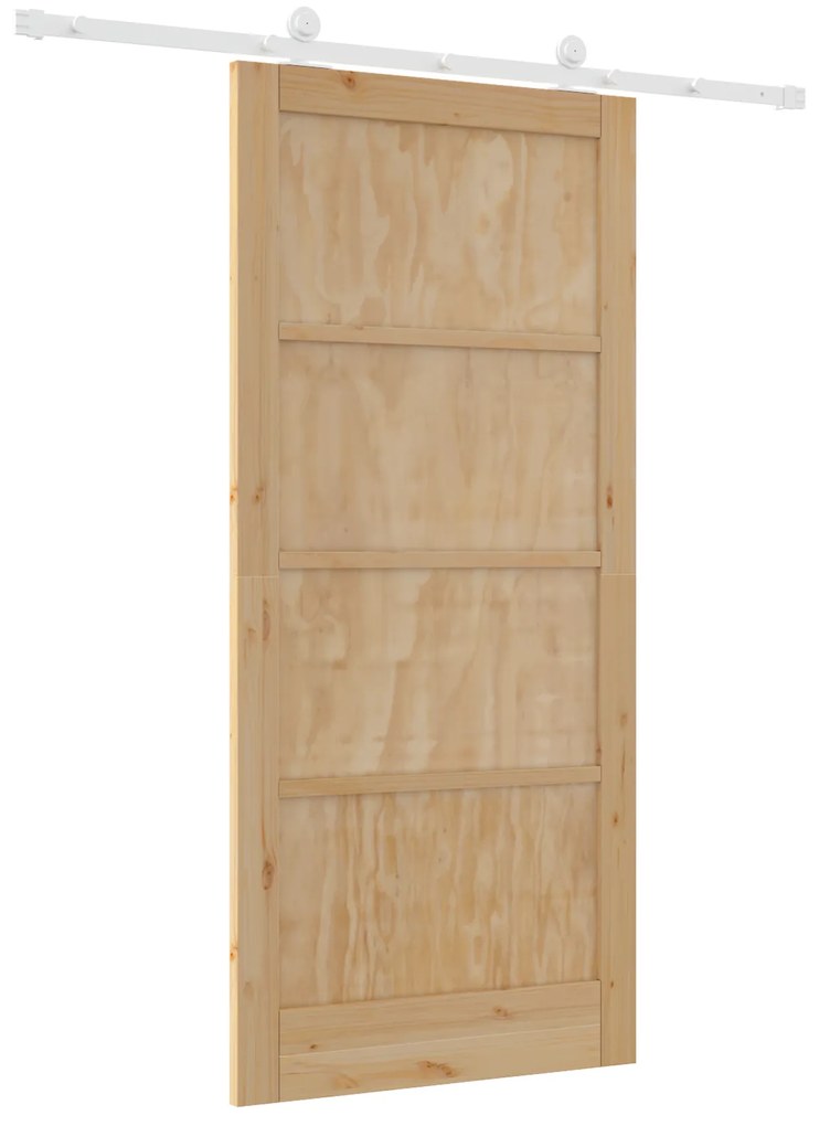 Porta de Correr com Conjunto de Ferragens 93x202 cm Madeira Maciça de