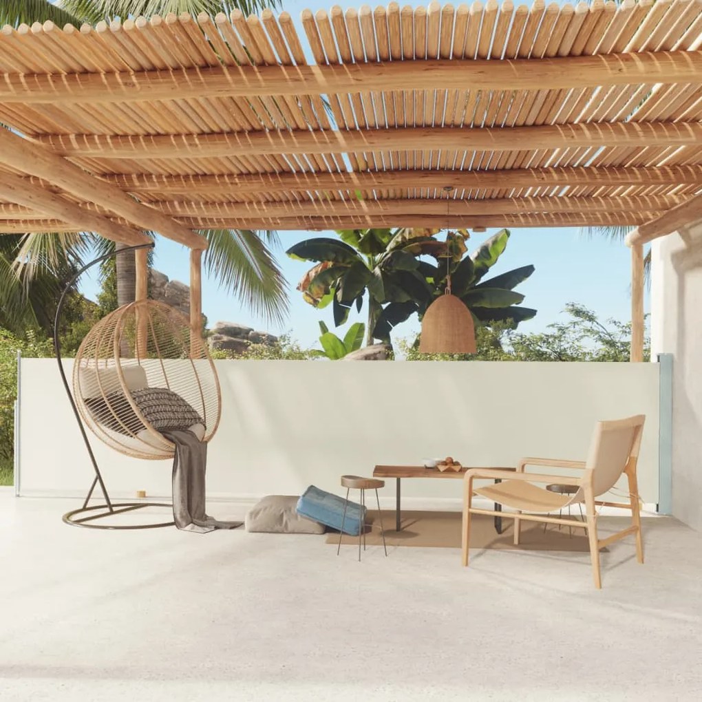 317947 vidaXL Toldo lateral retrátil para pátio 117x600 cm cor creme