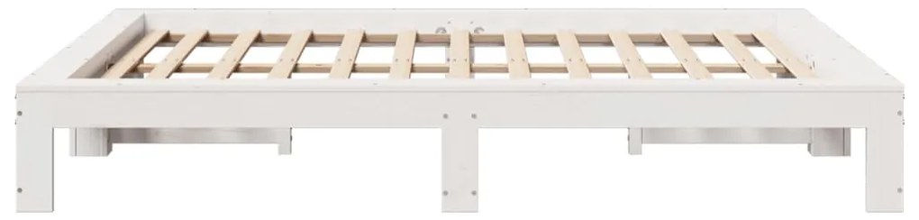 Cama sem colchão 140x200 cm madeira de pinho maciça branco