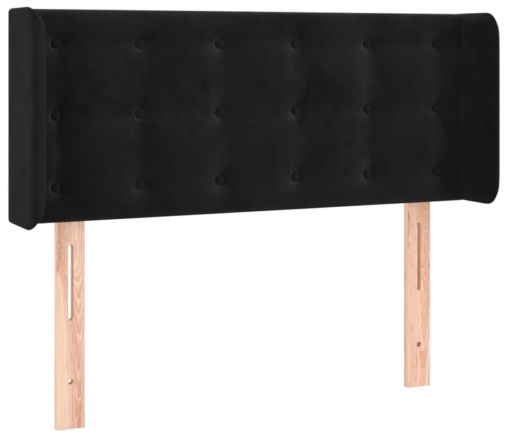 Cabeceira de cama c/ luzes LED veludo 103x16x78/88 cm preto