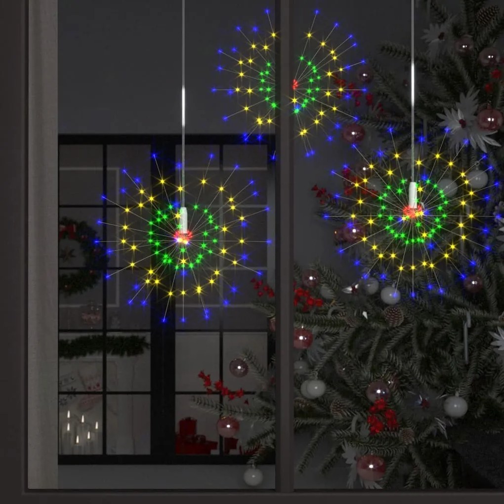 vidaXL Iluminação fogo artifício ext. 10 pcs 1400 LEDs 20 cm multicor