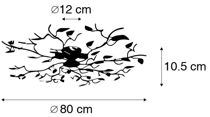 Plafon Inteligente Preto com Dourado 80 cm 4-Luzes incl. 4 Wifi P45 - Foglie