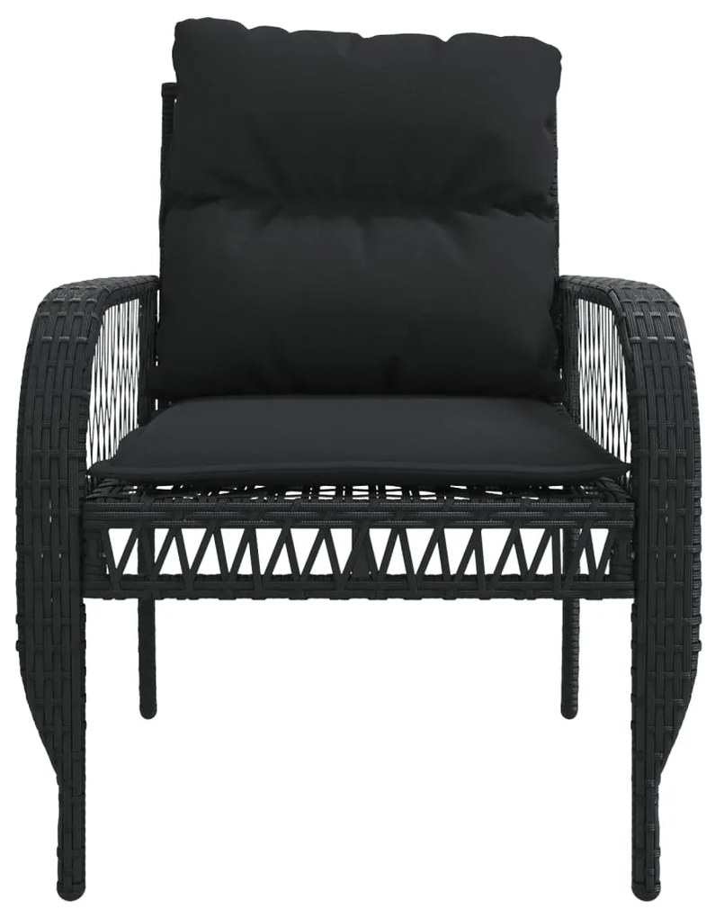4 pcs conjunto de sofás para jardim c/ almofadões vime PE preto