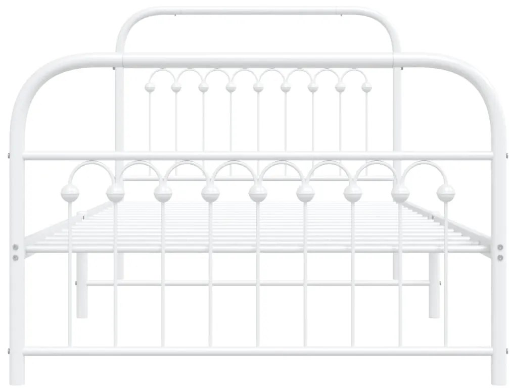 Estrutura de cama com cabeceira e pés 100x190 cm metal branco