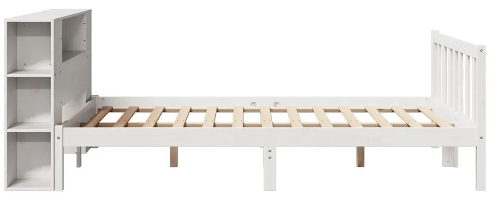 Cama com estante sem colchão 120x190 cm pinho maciço branco