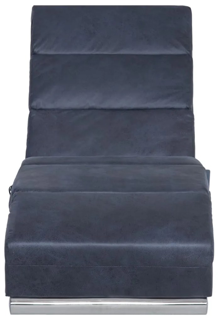 Chaise longue de massagens camurça artificial cinzento