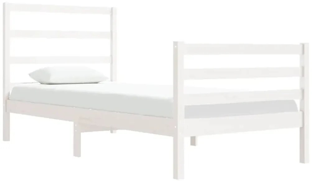 Cama sem colchão 75x190 cm madeira de pinho maciça branco
