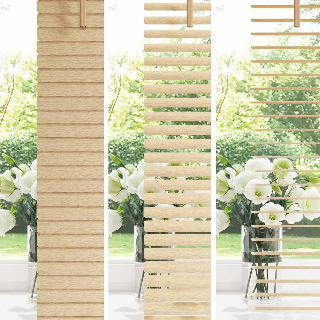 vidaXL Cortina Veneziana Marrom Claro com Padrão 213 x 40 cm PVC