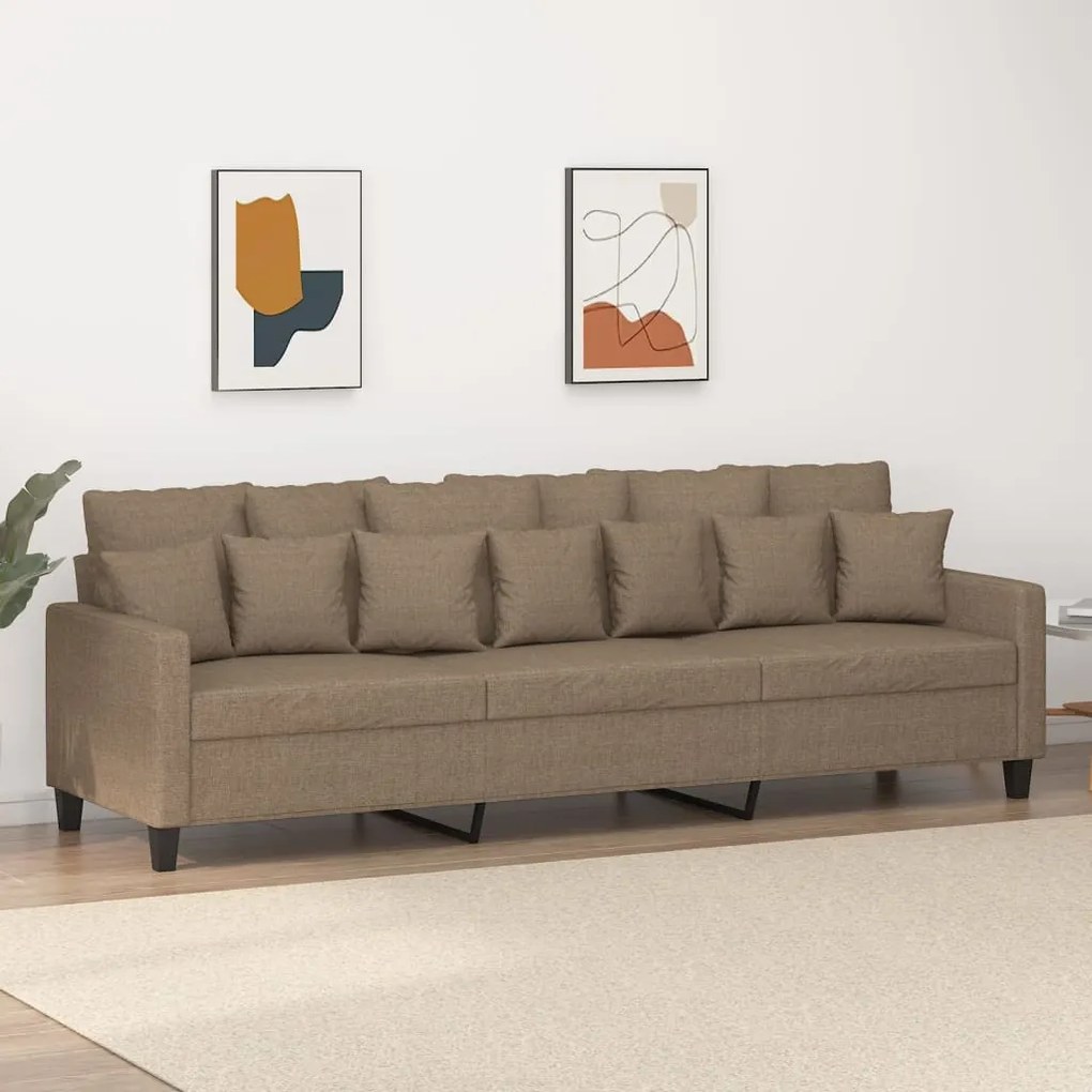 vidaXL Sofá de 3 lugares tecido 210 cm cinzento-acastanhado