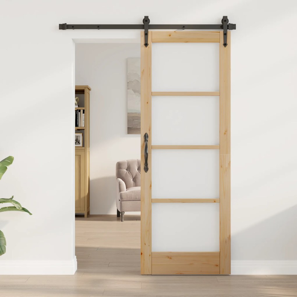 vidaXL Porta Interior com Vidro "ORKDAL" 73,5x198,5x4 cm Madeira de Pinho Sólido