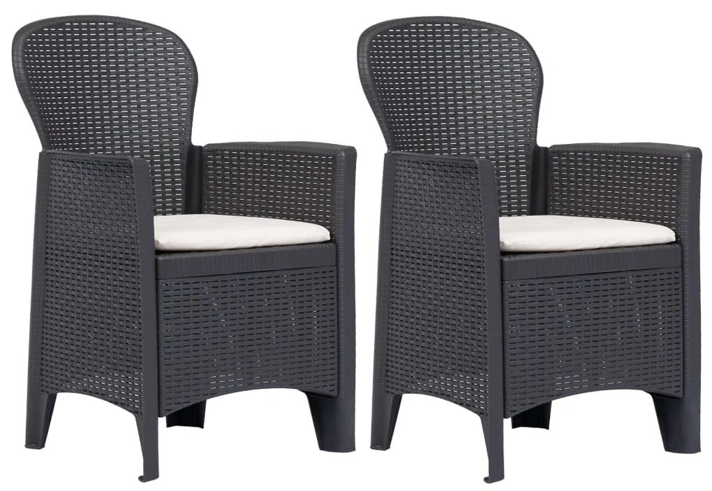 vidaXL Cadeiras jardim c/ almofadão 2pcs plástico castanho aspeto vime