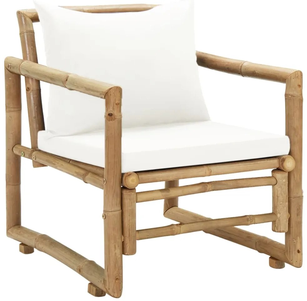 Cadeiras de jardim 2 pcs com almofadões e almofadas bambu