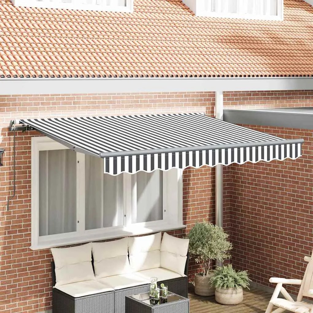 vidaXL Toldo Retrátil Antracite e Branco 3 x 2 m Alumínio e Poliéster