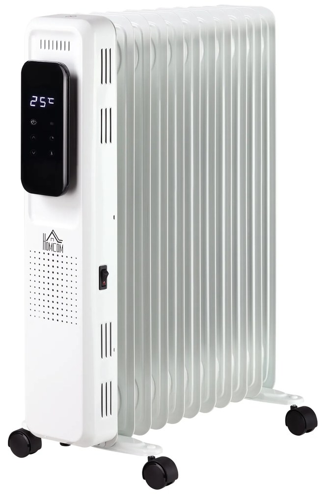 Radiador a Óleo 2290/2720W com 3 Modos de Aquecimento Tela LED Controle Tátil Termostato Temporizador 24H e Rodas Baixo Consumo para 20m² 50,5x24x63cm