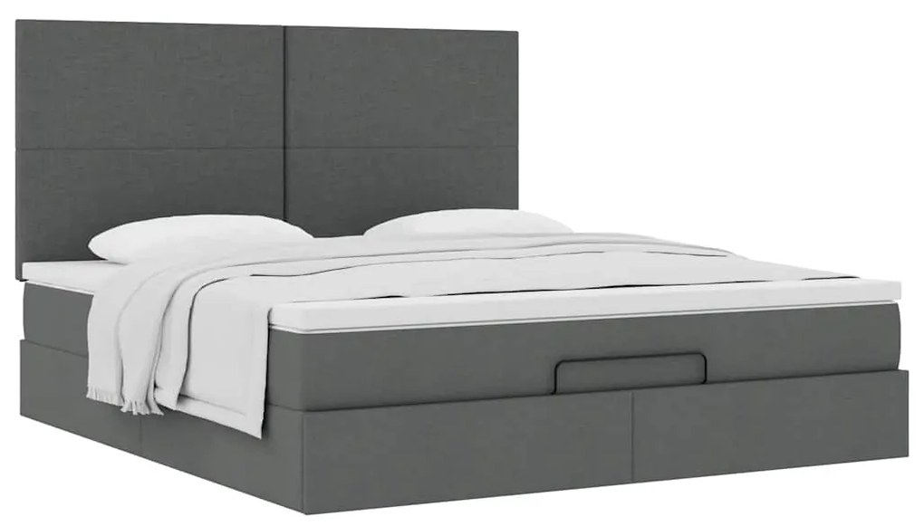 Estrutura de cama otomana com colchão 180x200cm cinzento escuro