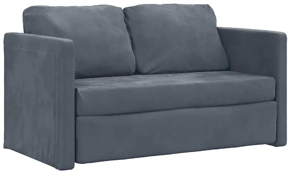 Sofá-cama sem pés 122x204x55 cm veludo cinzento-escuro