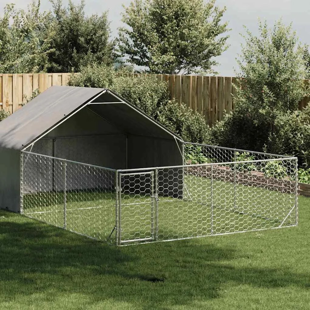 Canil exterior para cães com corredor 6x3x1,9 m aço galvanizado